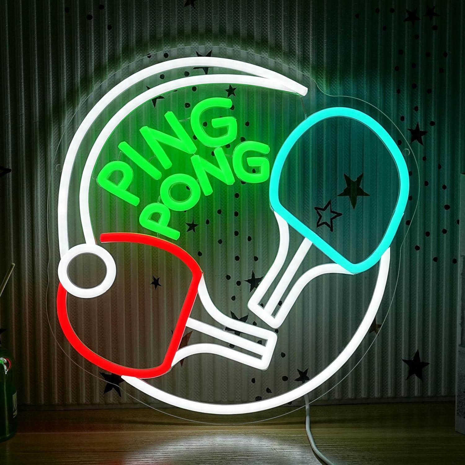 Home Gym Neon Sign - Неоновая вывеска «Пинг-понг» с USB-питанием, регулируемая