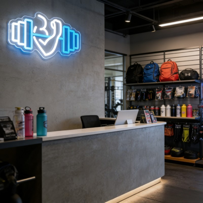 Неоновая вывеска LED «Бицепс»  – обзор и цена Home Gym Neon Sign